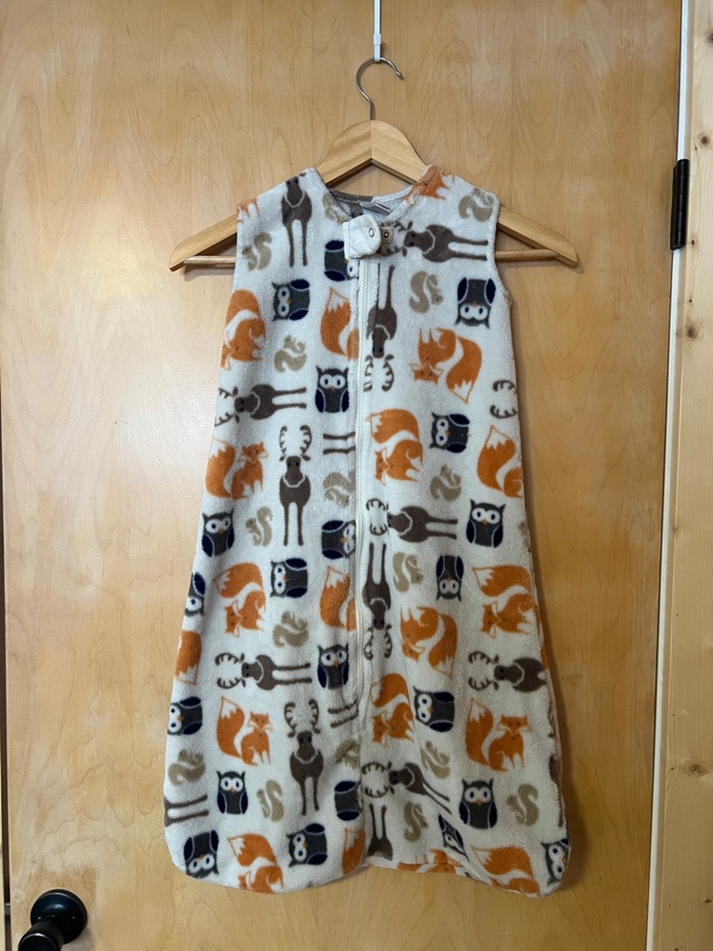 Cozy Woodland Sleep Sack - Cream with Orange & Brown Animal Print